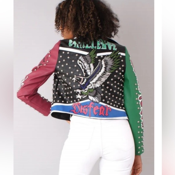 Vibrant Studded Leather Jacket - Picture 2 of 15